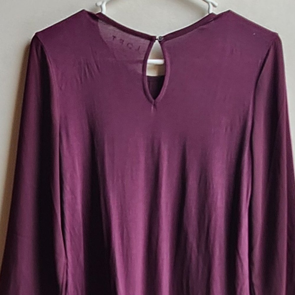 LOFT Deep Purple Lace Front Blouse Size XS Petite - Picture 12 of 15